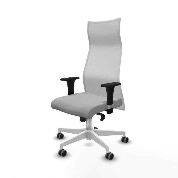 Piqueras y Crespo Albacete malla XL sincro malla blanca bali gris claro brazos 1D base blanca ruedas 65mm engomadas