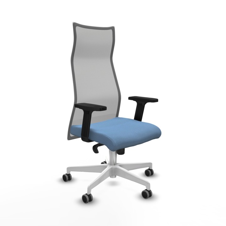 Piqueras y Crespo Albacete malla sincro malla gris bali azul cielo brazos 2D base blanca ruedas 65mm engomadas