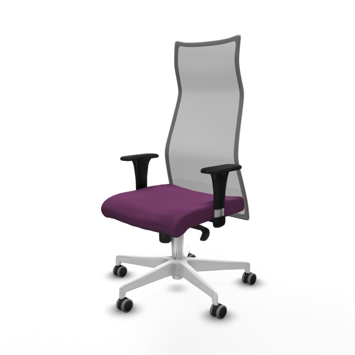 Piqueras y Crespo Albacete malla sincro malla gris similpiel morado brazos 1D base blanca ruedas 65mm engomadas