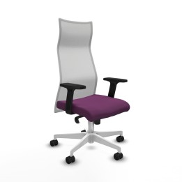 Piqueras y Crespo Albacete malla sincro malla blanca similpiel morado brazos 2D base blanca ruedas 65 mm nailon