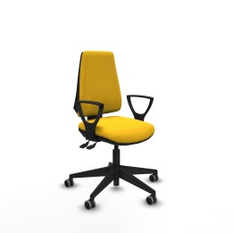 Piqueras y Crespo Elche AS similpiel amarillo brazos fijos base piramidal ruedas engomadas 65mm