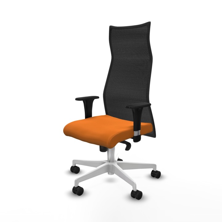 Piqueras y Crespo Albacete malla XL sincro malla negra similpiel naranja brazos 1D base blanca ruedas 65mm nailon