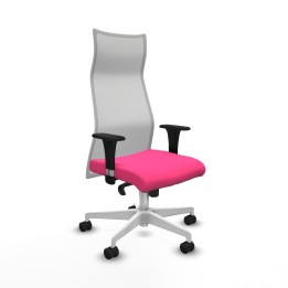 Piqueras y Crespo Albacete malla sincro malla blanca similpiel rosa brazos 1D base blanca ruedas 65 mm nailon