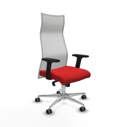 Piqueras y Crespo Albacete malla sincro malla blanca similpiel rojo brazos 2D base aluminio ruedas 65mm engomadas