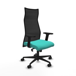 Piqueras y Crespo Albacete malla sincro malla negra similpiel turquesa brazos 2D base nailon ruedas 65 mm nailon