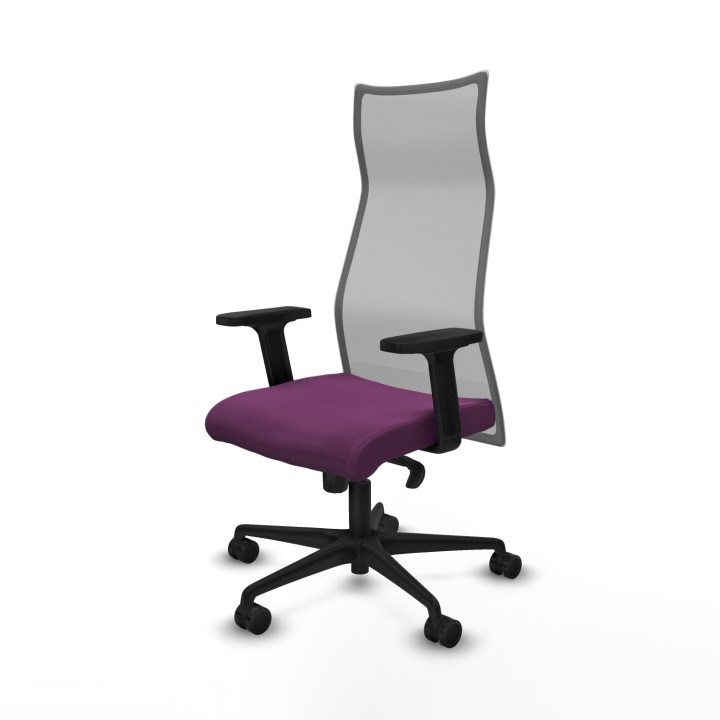 Piqueras y Crespo Albacete malla sincro malla gris similpiel morado brazos 2D base nailon ruedas 65 mm nailon