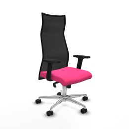 Piqueras y Crespo Albacete malla sincro malla negra similpiel rosa brazos 2D base aluminio ruedas 65 mm nailon