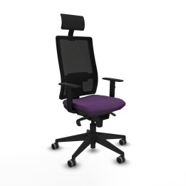 Piqueras y Crespo Horna sincro malla negra bali morado brazos 1D base piramidal cabecero fijo ruedas 65mm engomadas