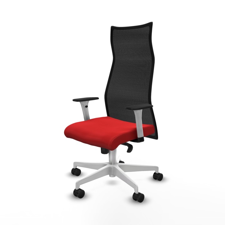 Piqueras y Crespo Albacete malla sincro malla negra similpiel rojo brazos blancos base blanca ruedas 65 mm nailon