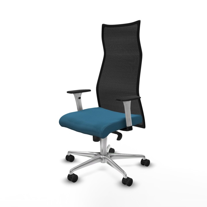 Piqueras y Crespo Albacete malla sincro malla negra bali verde petroleo brazos blancos base aluminio ruedas 65 mm nailon