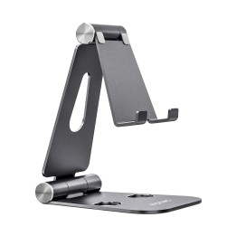 AISENS Soporte De Sobremesa Tamaño XL Ajustable (2 Pivotes) Para Movil / Tablet, 11P Gris