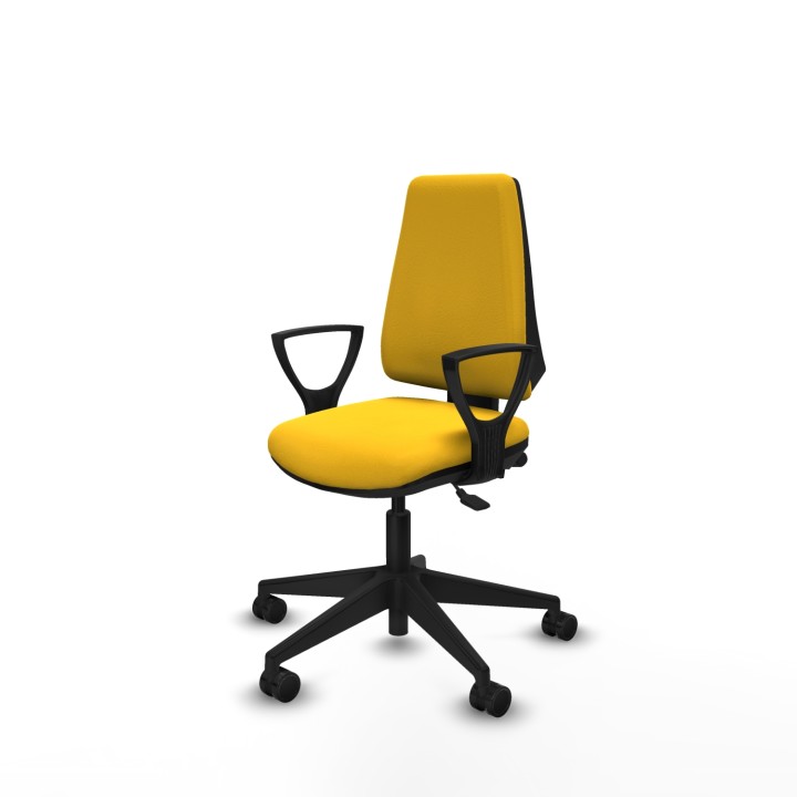 Piqueras y Crespo Elche AS similpiel amarillo brazos fijos base piramidal ruedas nailon 65mm