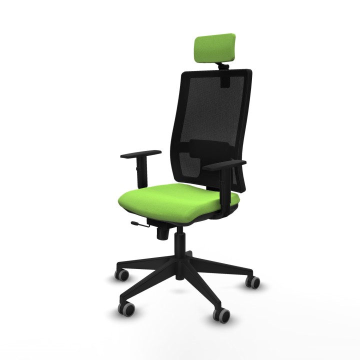 Piqueras y Crespo Horna traslack malla negra bali pistacho brazos 1D base piramidal cabecero 2D ruedas 65mm engomadas