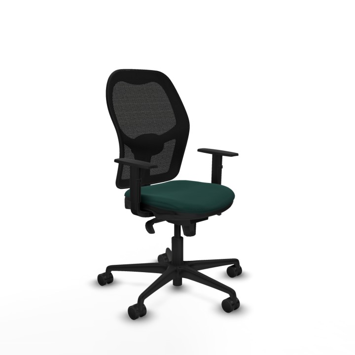 Piqueras y Crespo Jorquera sincro malla negra similpiel verde botella brazos 1D base nailon ruedas 65mm nailon