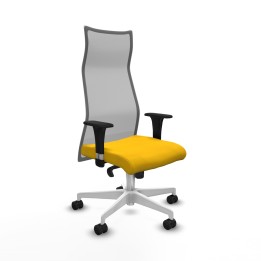 Piqueras y Crespo Albacete malla sincro malla gris bali amarillo brazos 1D base blanca ruedas 65 mm nailon
