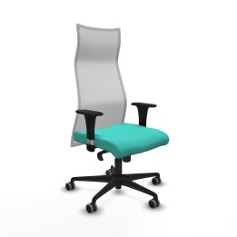 Piqueras y Crespo Albacete malla sincro malla blanca similpiel turquesa brazos 1D base nailon ruedas 65mm engomadas