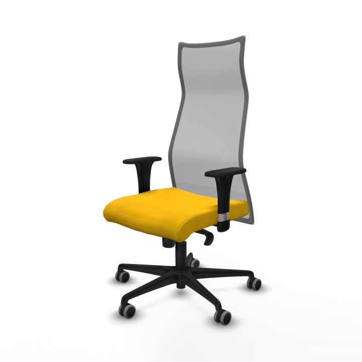 Piqueras y Crespo Albacete malla sincro malla gris bali amarillo brazos 1D base nailon ruedas 65mm engomadas
