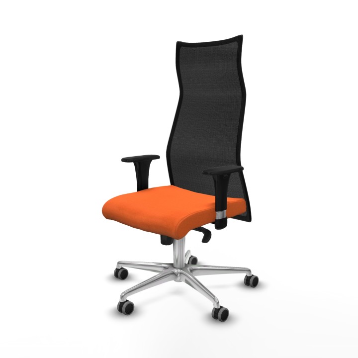 Piqueras y Crespo Albacete malla sincro malla negra bali naranja brazos 1D base aluminio ruedas 65mm engomadas