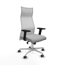 Piqueras y Crespo Albacete malla sincro malla blanca bali gris claro brazos 2D base aluminio ruedas 65mm engomadas