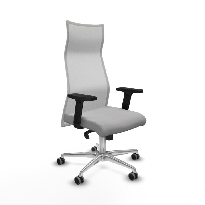 Piqueras y Crespo Albacete malla sincro malla blanca bali gris claro brazos 2D base aluminio ruedas 65mm engomadas