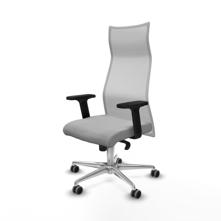 Piqueras y Crespo Albacete malla sincro malla blanca bali gris claro brazos 2D base aluminio ruedas 65mm engomadas
