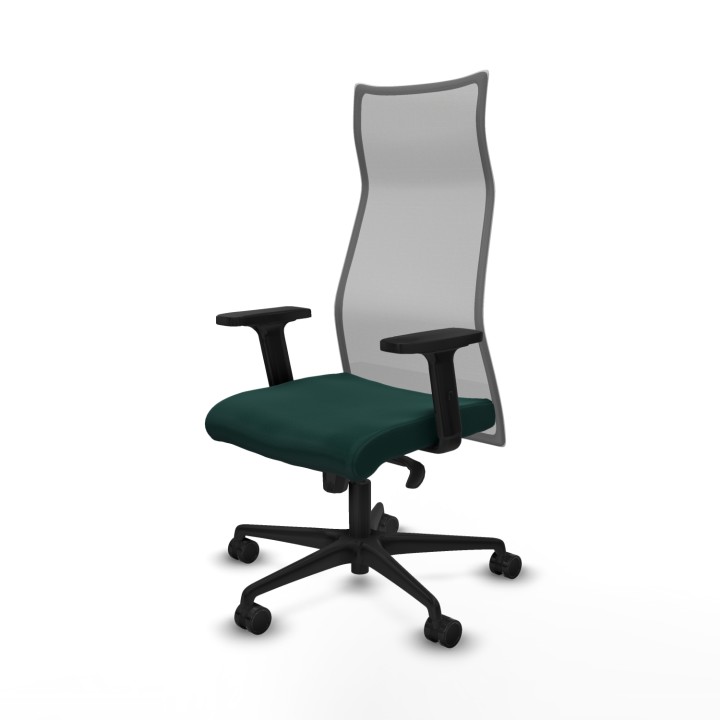 Piqueras y Crespo Albacete malla sincro malla gris similpiel verde botella brazos 2D base nailon ruedas 65 mm nailon