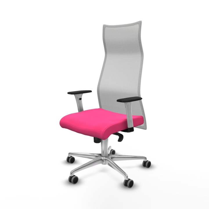 Piqueras y Crespo Albacete malla sincro malla blanca similpiel rosa brazos blancos base aluminio ruedas 65mm engomadas