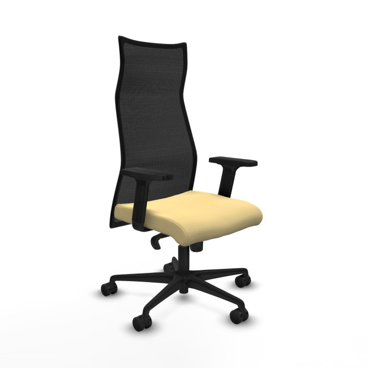 Piqueras y Crespo Albacete malla sincro malla negra similpiel crema brazos 2D base nailon ruedas 65 mm nailon