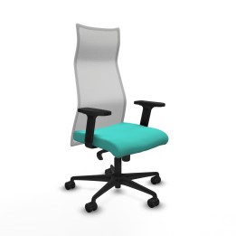 Piqueras y Crespo Albacete malla sincro malla blanca similpiel turquesa brazos 2D base nailon ruedas 65 mm nailon