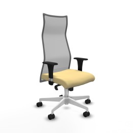 Piqueras y Crespo Albacete malla sincro malla gris similpiel crema brazos 1D base blanca ruedas 65 mm nailon