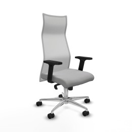 Piqueras y Crespo Albacete malla sincro malla blanca bali gris claro brazos 2D base aluminio ruedas 65 mm nailon
