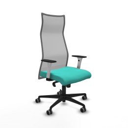 Piqueras y Crespo Albacete malla sincro malla gris similpiel turquesa brazos blancos base nailon ruedas 65mm engomadas