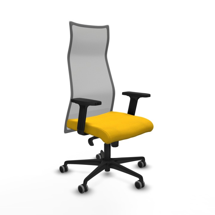 Piqueras y Crespo Albacete malla sincro malla gris bali amarillo brazos 2D base nailon ruedas 65mm engomadas