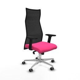 Piqueras y Crespo Albacete malla sincro malla negra similpiel rosa brazos 2D base aluminio ruedas 65mm engomadas