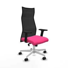 Piqueras y Crespo Albacete malla sincro malla negra similpiel rosa brazos 2D base blanca ruedas 65 mm nailon
