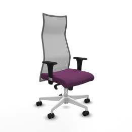 Piqueras y Crespo Albacete malla sincro malla gris similpiel morado brazos 1D base blanca ruedas 65 mm nailon