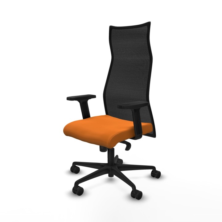 Piqueras y Crespo Albacete malla sincro malla negra similpiel naranja brazos 2D base nailon ruedas 65 mm nailon