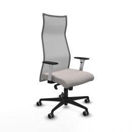 Piqueras y Crespo Albacete malla sincro malla gris similpiel blanco brazos blancos base nailon ruedas 65mm engomadas