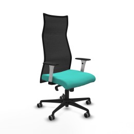 Piqueras y Crespo Albacete malla sincro malla negra similpiel turquesa brazos blancos base nailon ruedas 65mm engomadas