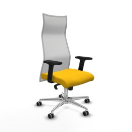 Piqueras y Crespo Albacete malla sincro malla blanca bali amarillo brazos 2D base aluminio ruedas 65mm engomadas