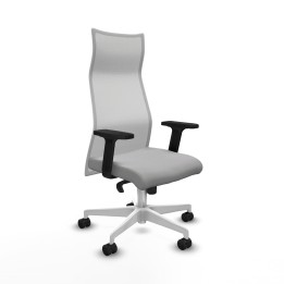 Piqueras y Crespo Albacete malla sincro malla blanca bali gris claro brazos 2D base blanca ruedas 65 mm nailon