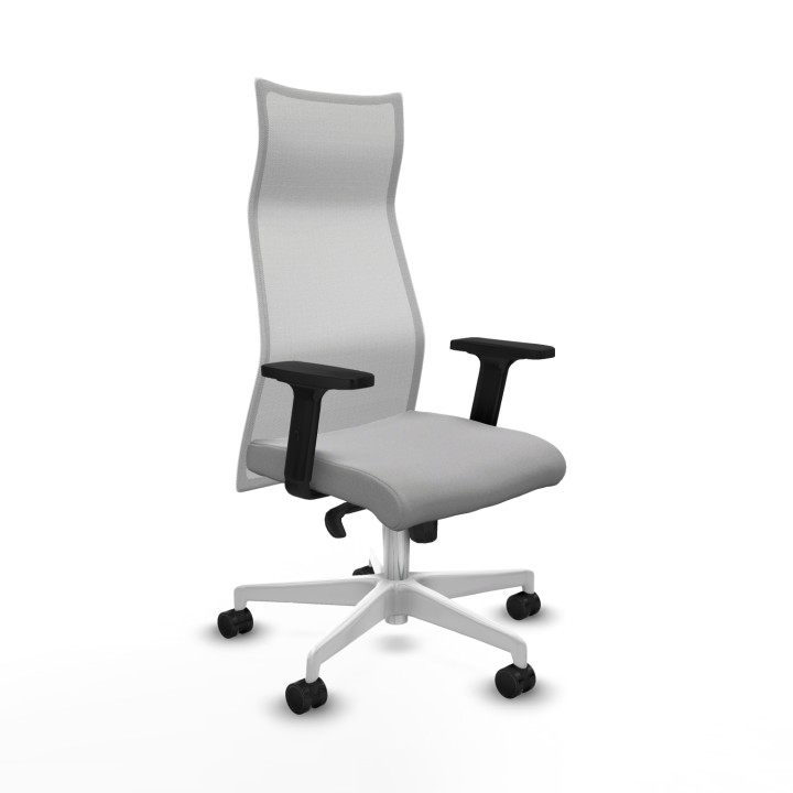 Piqueras y Crespo Albacete malla sincro malla blanca bali gris claro brazos 2D base blanca ruedas 65 mm nailon