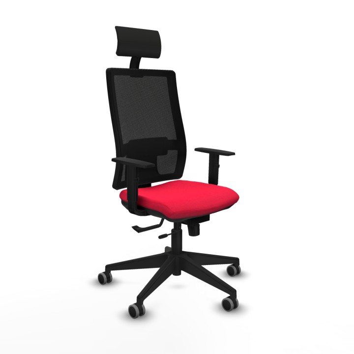 Piqueras y Crespo Horna traslack malla negra bali rojo brazos 1D base piramidal cabecero fijo ruedas 65mm engomadas