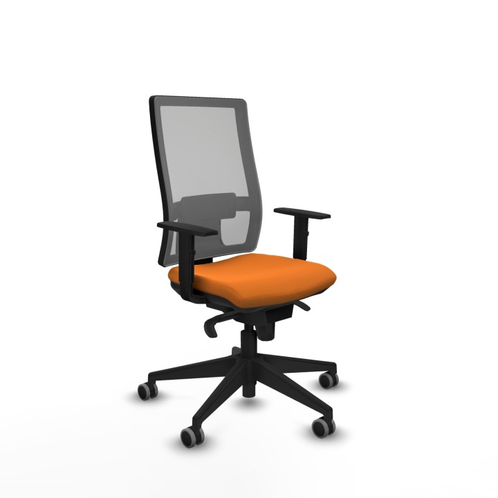 Piqueras y Crespo Horna sincro malla gris similpiel naranja brazos 1D base piramidal ruedas 65mm engomadas
