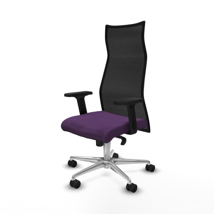 Piqueras y Crespo Albacete malla sincro malla negra bali morado brazos 2D base aluminio ruedas 65 mm nailon