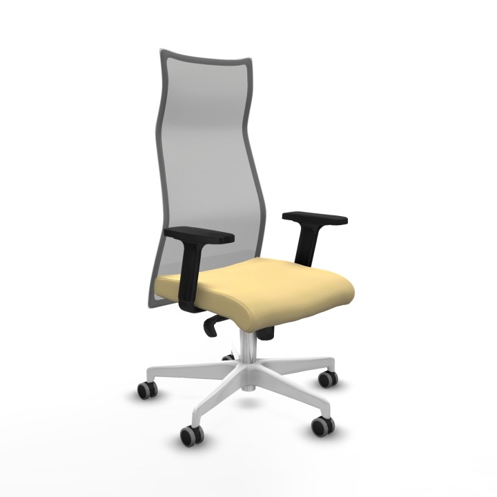Piqueras y Crespo Albacete malla sincro malla gris similpiel crema brazos 2D base blanca ruedas 65mm engomadas
