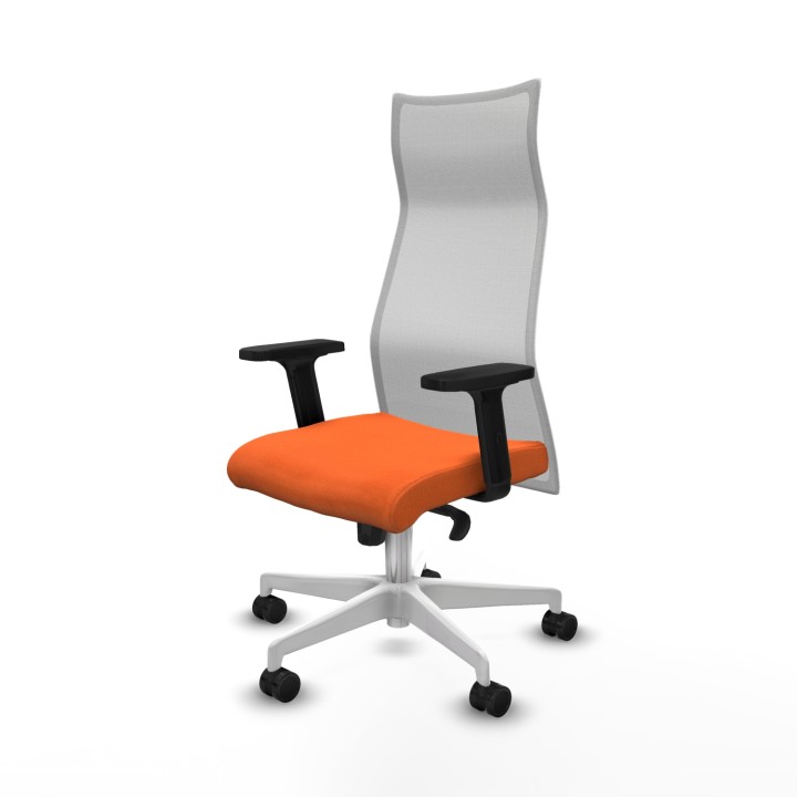 Piqueras y Crespo Albacete malla sincro malla blanca bali naranja brazos 2D base blanca ruedas 65 mm nailon