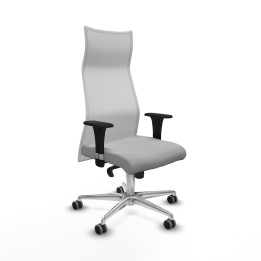 Piqueras y Crespo Albacete malla XL sincro malla blanca bali gris claro brazos 1D base aluminio ruedas 65mm engomadas
