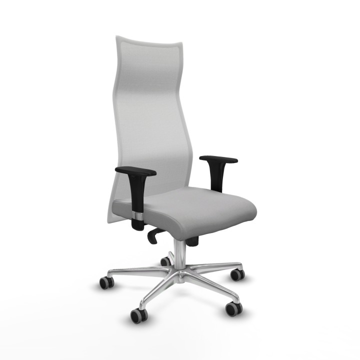 Piqueras y Crespo Albacete malla XL sincro malla blanca bali gris claro brazos 1D base aluminio ruedas 65mm engomadas