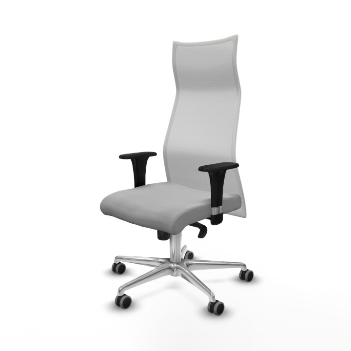 Piqueras y Crespo Albacete malla XL sincro malla blanca bali gris claro brazos 1D base aluminio ruedas 65mm engomadas